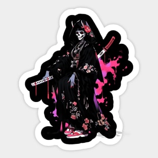 Geisha | Grim Reaper Geisha Skull | Cool Retro Japanese Aesthetic #11 Sticker